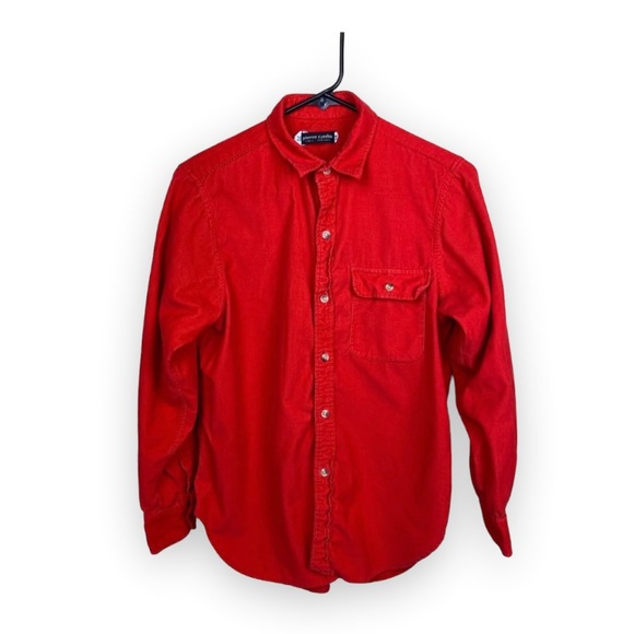 Corduroy Button Up Shirt Red Collar Jacket Pierre Cardin Womens Size 14 - Picture 2 of 9